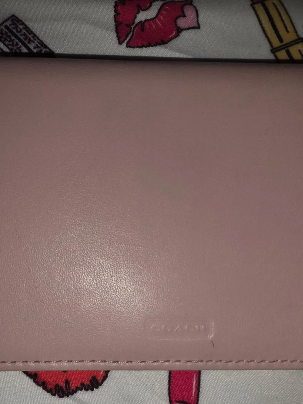 Coach baby pink checkbook cover